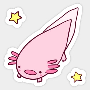 Cute happy axolotl with stars Sticker